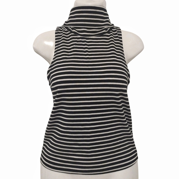 Factorie - Striped Sleeveless Turtleneck Top - Picture 1 of 11